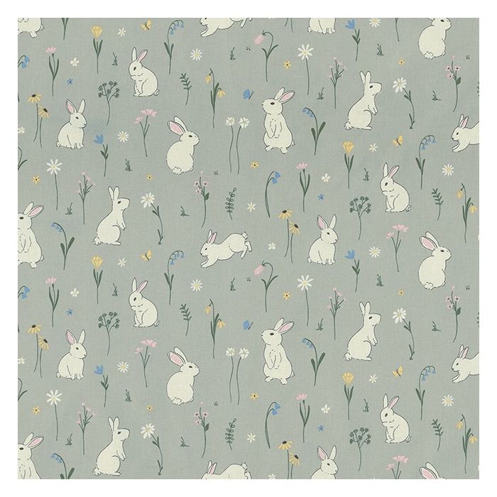 Printstof 073 Cute Rabbit Garden