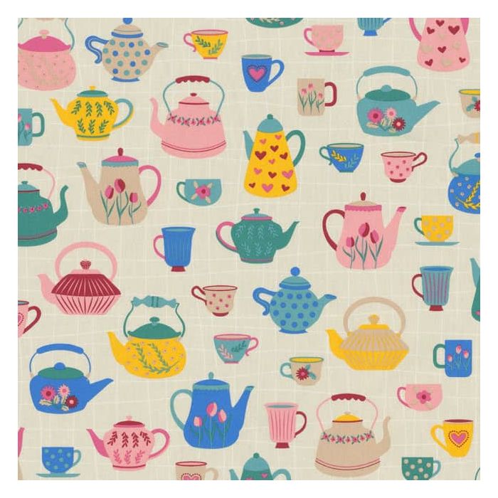 Printstof 090 Happy Teapot Party
