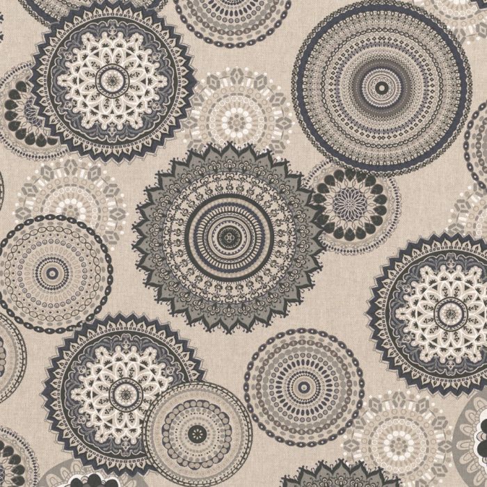Linnenlook Printstof 257 Mandala Grey,