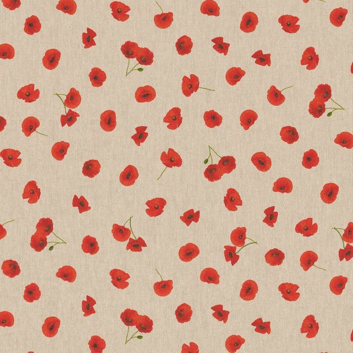 Linnenlook Printstof 150 Poppy Allover