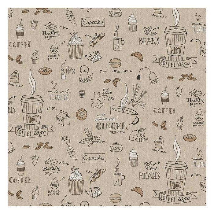 Linnenlook Printstof 289 Coffee and Cake