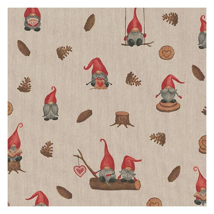 Linnenlook Kerststof 167 Tomte Hand Drawn