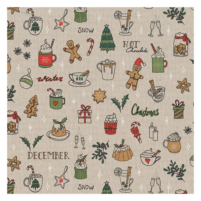 Linnenlook Kerststof 170 Xmas Doodle