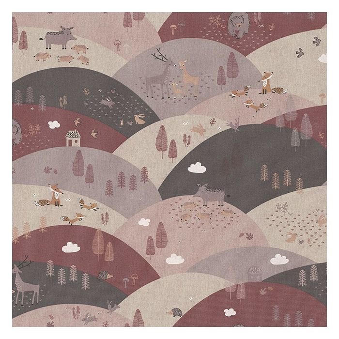 Linnenlook Printstof 404 Mountain Forest Animals