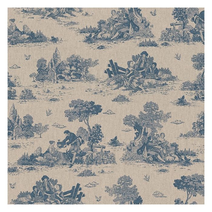 Linnenlook Printstof 401 Shepherd Petrol