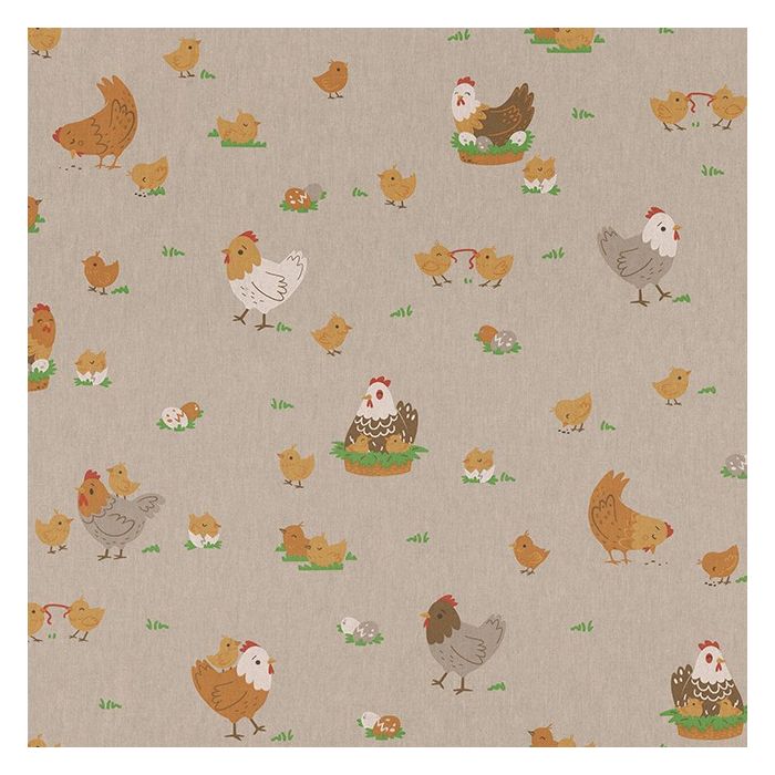 Linnenlook Printstof 217 Chicken Family Nest