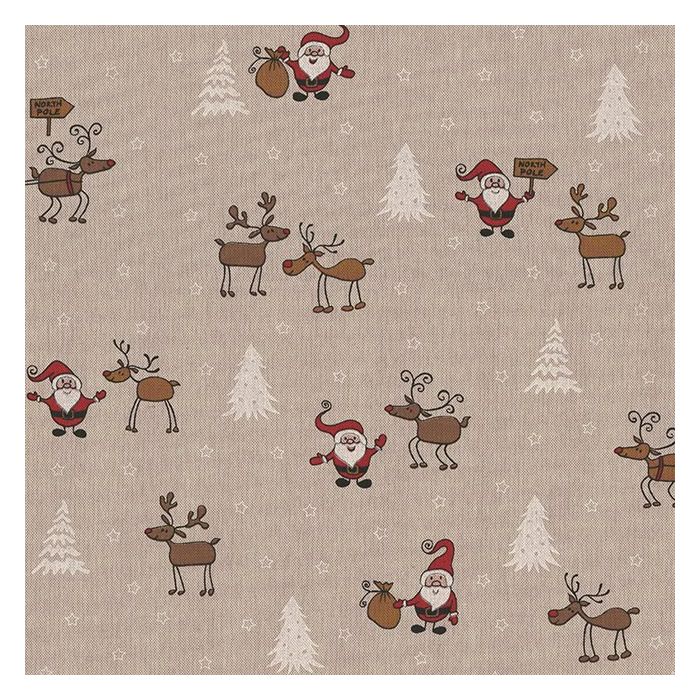 Linnenlook Kerststof 010 Santa Reindeer Sleigh
