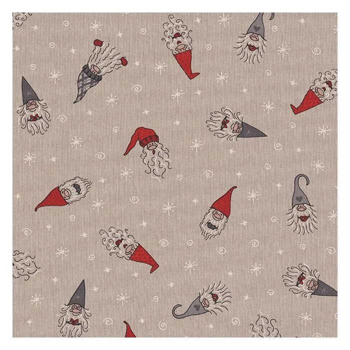 Linnenlook Kerststof 015 Tomte Happy Faces