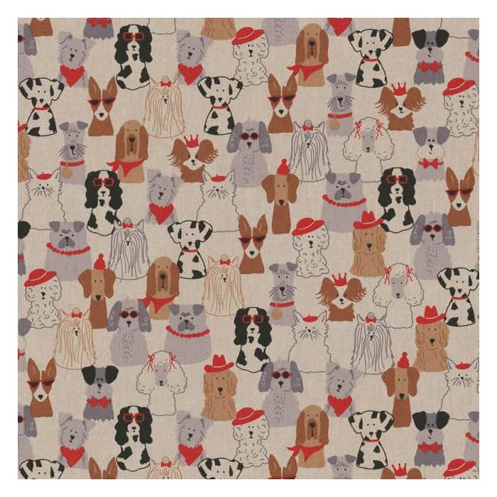Linnenlook Printstof 441 Dog Dress Up