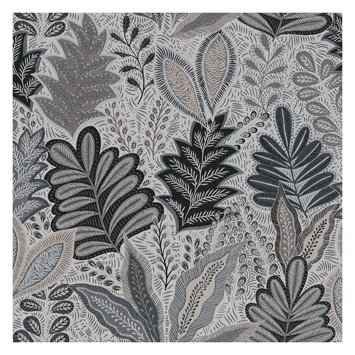 Jacquardstof Leaves Grey