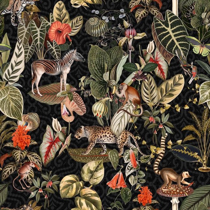 Gobelin Dieren 014 jungle stof gobelin stof met jungle dieren gordijnstof meubelstof decoratiestof