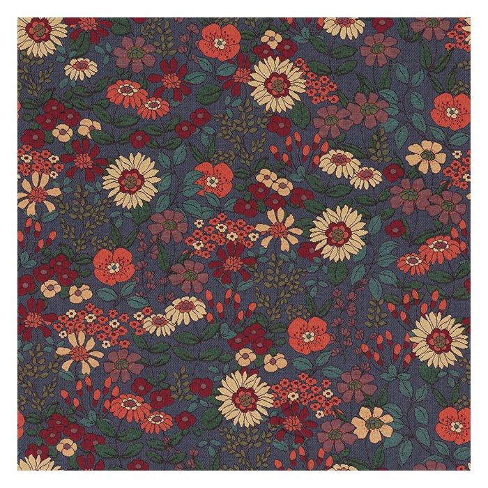 Gobelin Gebloemd 042 Gobelin Floral Sixties Blue stof met bloemen
