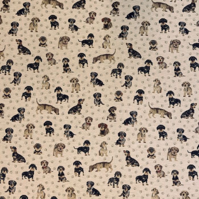 Gobelin 249 stof met honden stof met teckels