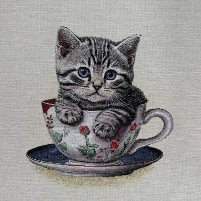 Gobelin Kussenpanel Cute Kitten Cup