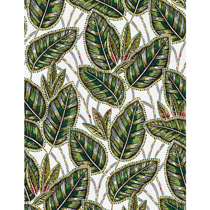 jacquardstof Eldorado blanc vert