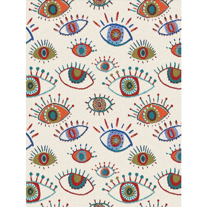 jacquardstof Eyes Allover White