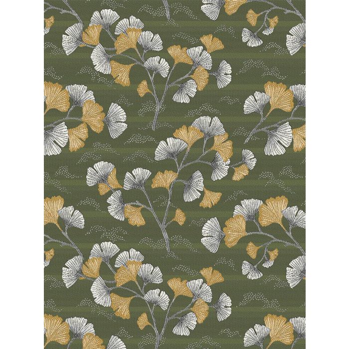 GINKGO Kaki stof met ginkgo
