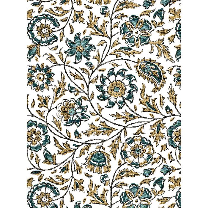 jacquardstof Guirlande blanc emeraude