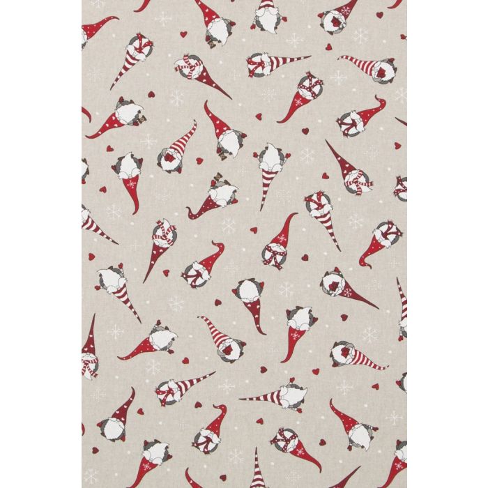 Linnenlook Kerststof 018 Santa Tomte Allover
