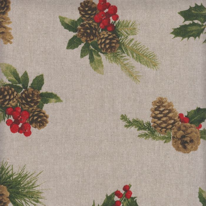 Linnenlook Kerststof 026 Holly Pine Cone