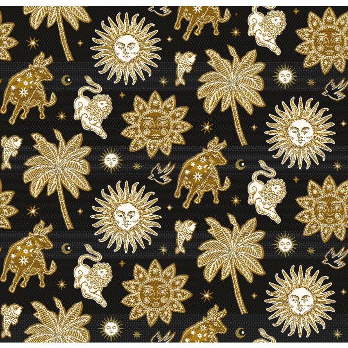 Jacquardstof Orion Zwart Ecru