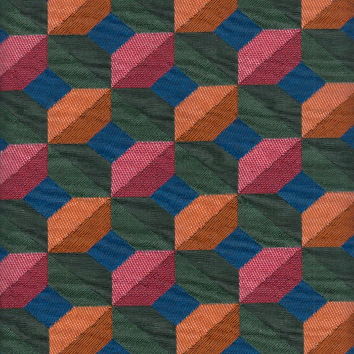 Jacquardstof Paulo Vert Fuchsia