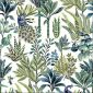 jacquardstof Amadeus bleu stof met pauw en bladeren