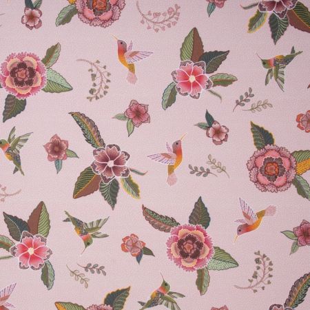 Digitale Printstof 345 Floral Kolibri Art