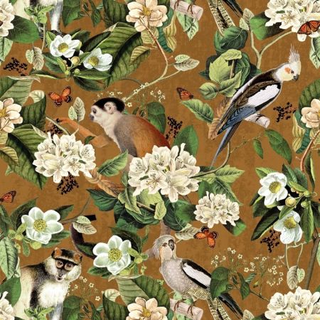 Digitale Printstof 194 Tropical Life Brown