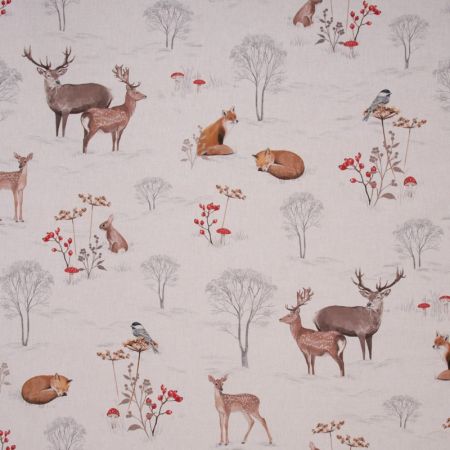 Digitale Printstof 340 Winter Forest Animals