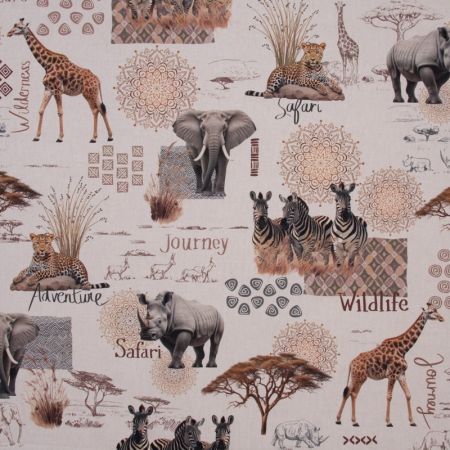 Digitale Printstof 343 Wildlife Safari Trip