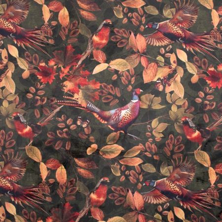 Velvet Printstof 087 Pheasant Forest Leaf