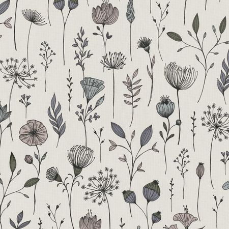 Printstof 027 Hand Drawn Flowers
