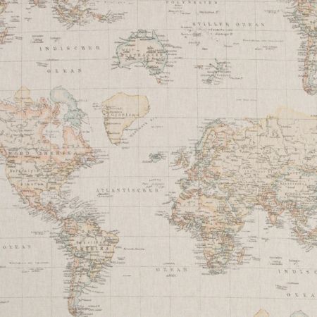 Linnenlook Printstof 024 World Map