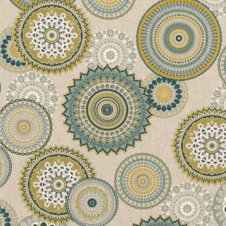 Linnenlook Printstof 256 Mandala Green