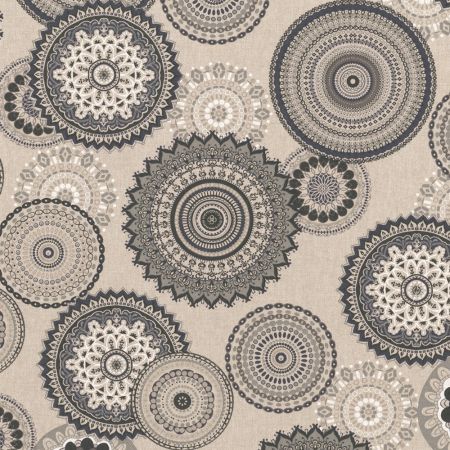 Linnenlook Printstof 257 Mandala Grey,