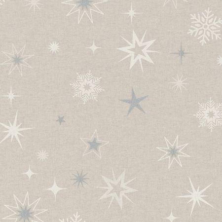 Linnenlook Kerststof 009 Xmas Stars Silver