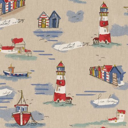 Linnenlook Printstof 097 Sea Shore Coast
