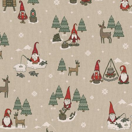 Linnenlook Kerststof 055 Tomte Camping