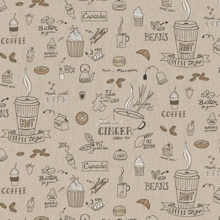 Linnenlook Printstof 289 Coffee and Cake
