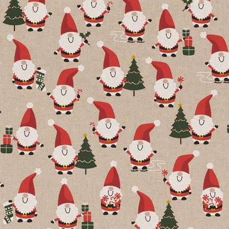 Linnenlook Kerststof 161 Santa Jolly Gift