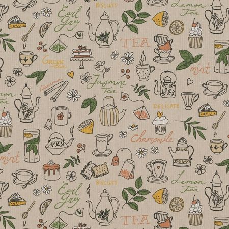 Linnenlook Printstof 373 Herbal Tea Party