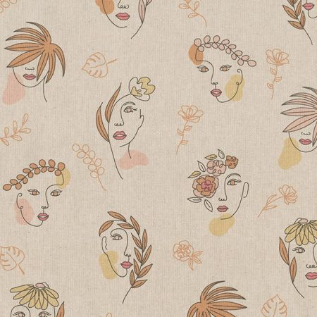 Linnenlook Printstof 365 Feminine Line Art