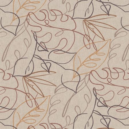 Linnenlook Printstof 362 Leaf Line Art