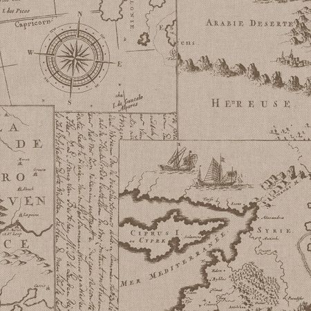 Linnenlook Printstof 358 Map Mediterranean Sea