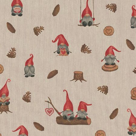 Linnenlook Kerststof 167 Tomte Hand Drawn