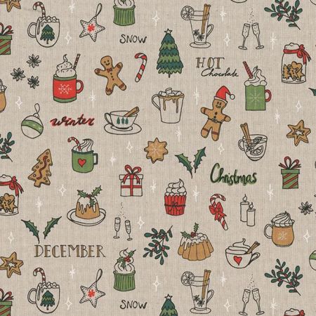 Linnenlook Kerststof 170 Xmas Doodle
