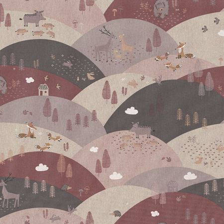 Linnenlook Printstof 404 Mountain Forest Animals