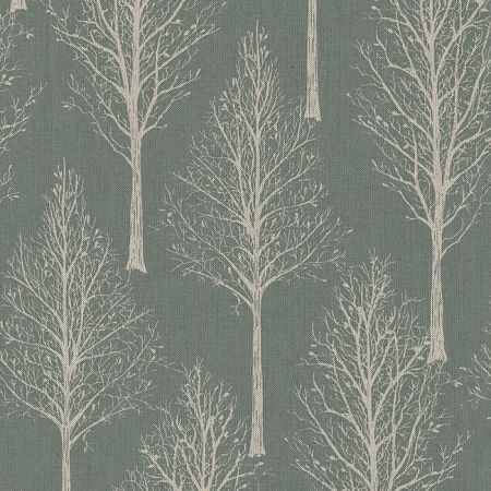 Linnenlook Printstof 382 Tree Silhouette Soft Green