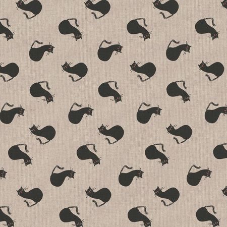 Linnenlook Printstof 409 Cat Cartoon Funny,